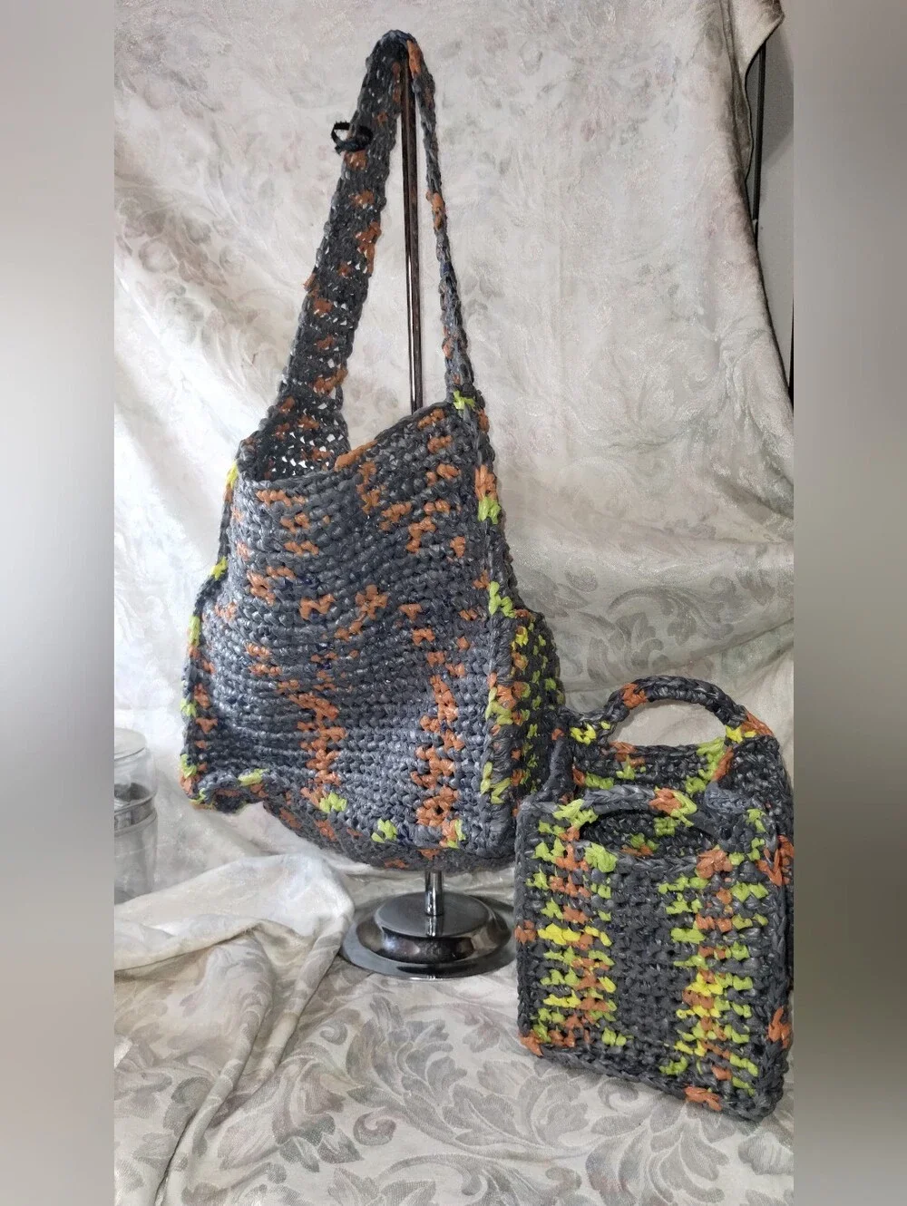 Recycled Plastic Crochet Bag With Separate Interior Bag